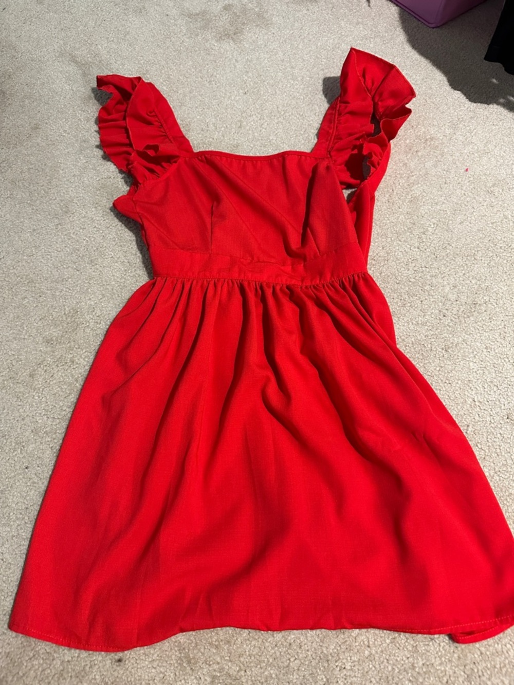 SHEIN Bright Red Ruffle Strap Mini Dress